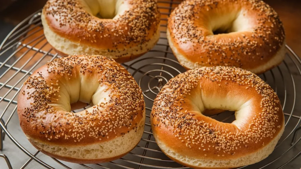 a photo of four freshly baked bagels on 47Sbi8aHRTOwenwYYoHh9Q yWDOQCvKTnmlrdq6W4B87Q