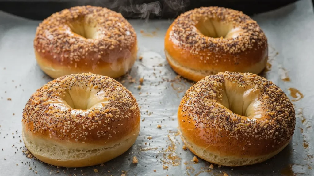 a photo of four golden brown bagels on a TUahI1XWT6agr9CsRyYLkA Cb7MvvQvTEqrMZtL0rD1hA