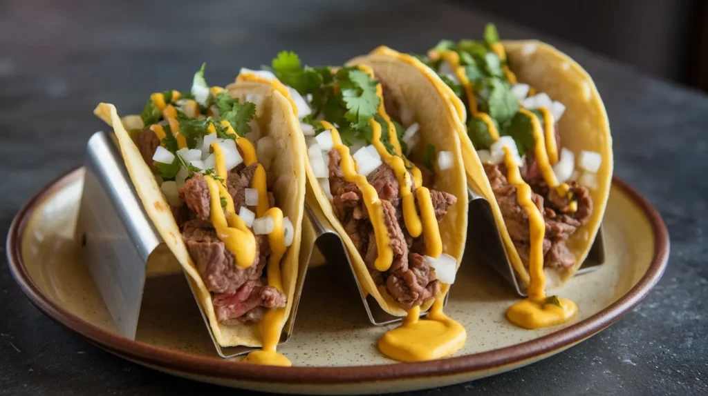 a photo of three beef tacos on a round p rc50fAnKTz2QE xvn Zbog N8SAT RdQnuuAOgLafAZpw