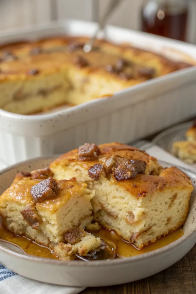 Pancake Sausage Casserole: The Ultimate Make-Ahead Breakfast 2 a golden fluffy pancake sausage casserole sits in