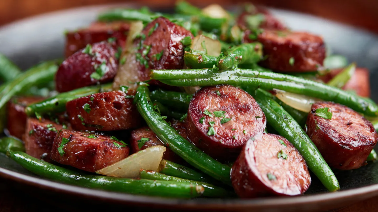 Crockpot Kielbasa and Green Beans
