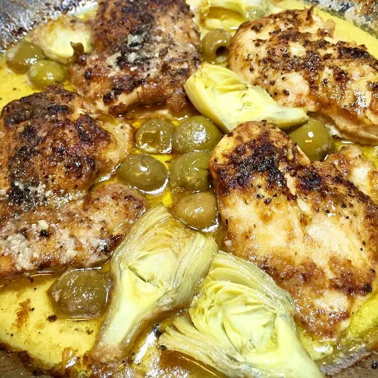 Chicken and Artichoke Skillet Recipe (Savory, Mediterranean & Quick) 2 keep 54